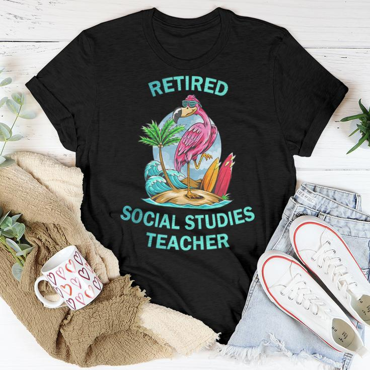 Retired Social Studies Teacher Flamingo For Teacher Women T-shirt Unique Gifts