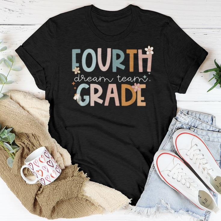 Retro Fourth Grade Dream Team Groovy Teacher Back To School Women T-shirt Unique Gifts