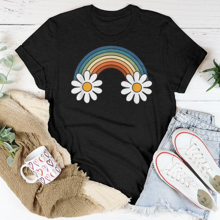 Retro Rainbow Daisy Groovy Hippie Boho Graphic Women T-shirt Unique Gifts