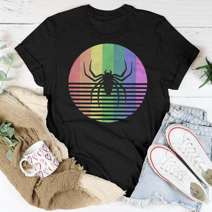 Retro Spider Gay Pride Rainbow Flag Vintage Distressed Women T-shirt Unique Gifts