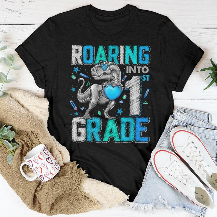 Roaring Into 1St Grade DinosaurRex Back To School Boys Women T-shirt Unique Gifts