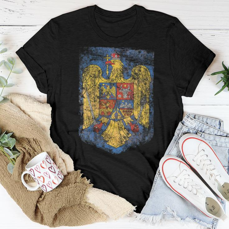 Romanian Pride Coat - Of Arms Of Romania Heritage Celtic Women T-shirt Unique Gifts