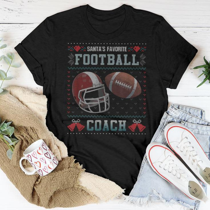 Santas Favorite Football Coach Ugly Christmas Sweater Women T-shirt Unique Gifts
