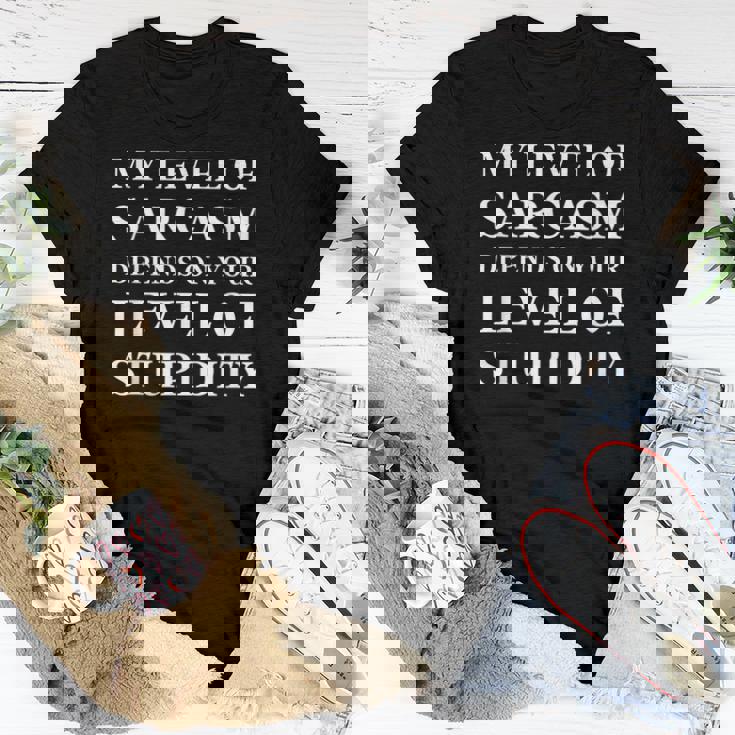 Sarcastic Humor My Level Of Sarcasm Sarcastic Quote Women T-shirt Unique Gifts Sarcastic Humor My Level Of Sarcasm Sarcastic Quote Women T-shirt Unique Gifts