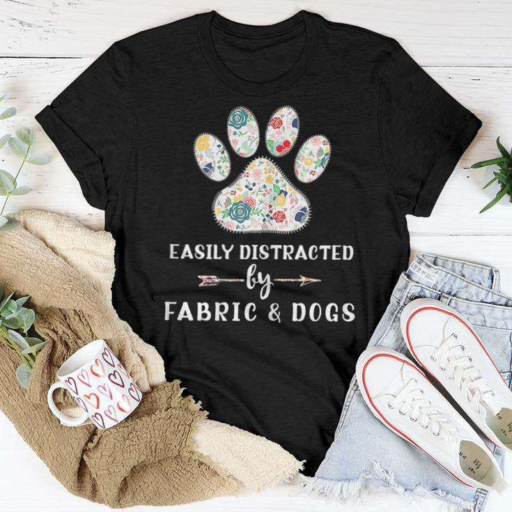 Sewing Quote Fabric Dog Paw Graphic Women Sewing Lover Women T-shirt Crewneck Unique Gifts