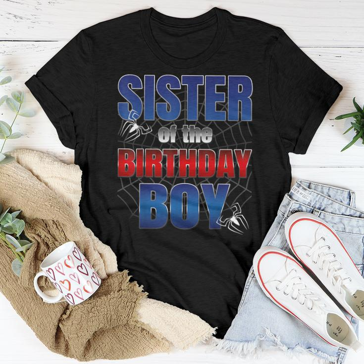 Sister Birthday Boy Spider Web Birthday Party Decorations Women T-shirt Funny Gifts