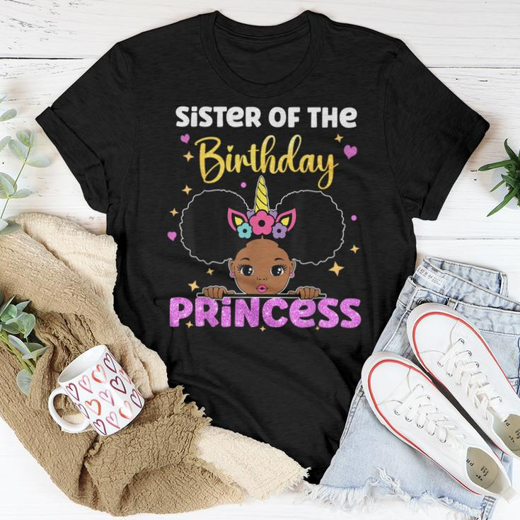 Sister Of The Birthday Princess Melanin Afro Unicorn Cute Women T-shirt Unique Gifts