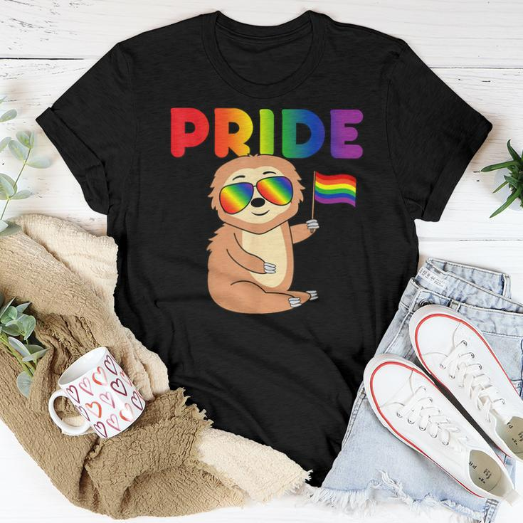 Sloth Gay Pride Rainbow Flag Proud Lgbtq Cool Lgbt Ally Women T-shirt Unique Gifts