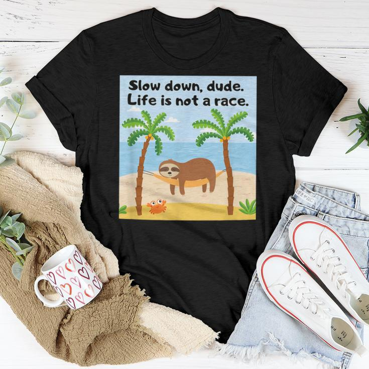 Sloths And Crabs Relaxation At Beach Hammock Women T-shirt Unique Gifts