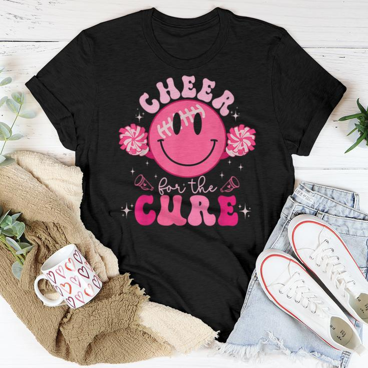 Smile Face Cheer For A Cure Cheerleading Breast Cancer Mom Women T-shirt Funny Gifts