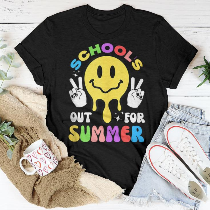 Smile Face Teacher Last Day Of School Schools Out For Summer Women T-shirt Unique Gifts