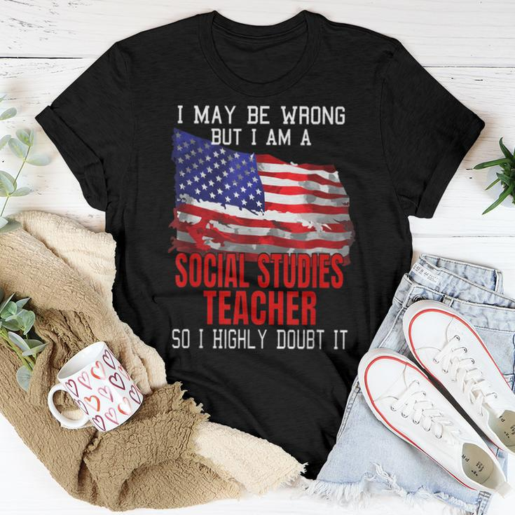Social Studies Teacher American Flag Patriotic Women T-shirt Unique Gifts