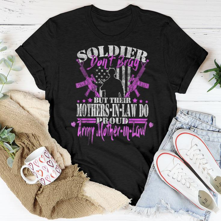 Soldiers Don't Brag Proud Army Mother-In-Law Military Mom Women T-shirt Unique Gifts