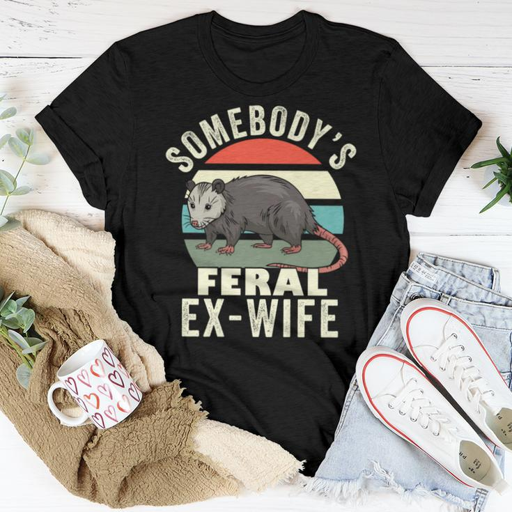 Somebodys Feral Ex Wife Divorce Retro Feral Cat Mom For Mom Women T-shirt Unique Gifts