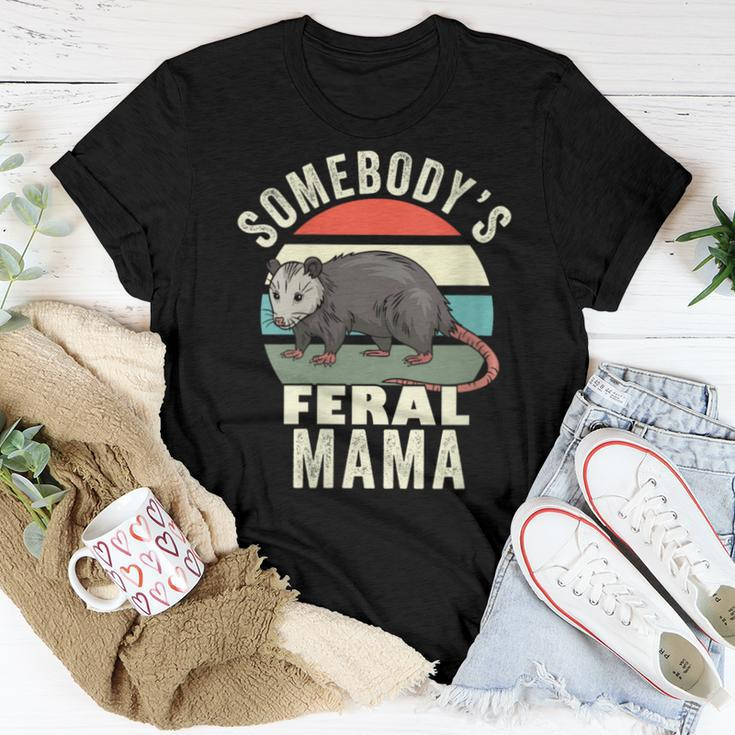 Somebodys Feral Mama Mother Retro Feral Cat Mom For Mom Women T-shirt Unique Gifts
