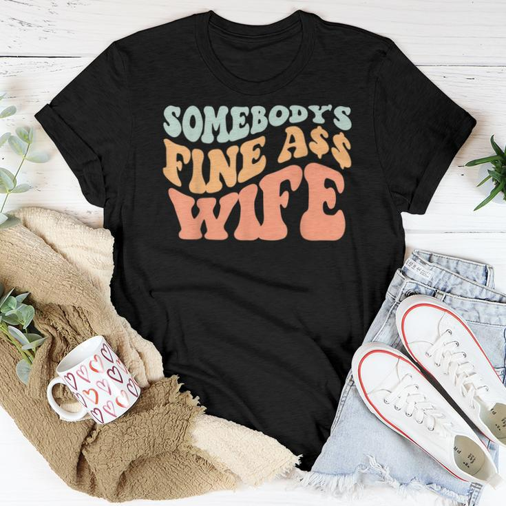Somebodys Fine Ass Wife Retro Wavy Groovy Vintage Women T-shirt Funny Gifts