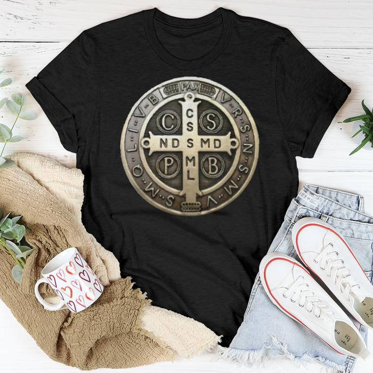 St Benedict Medal Saint Benedict Cross Catholic Christian Women T-shirt Unique Gifts