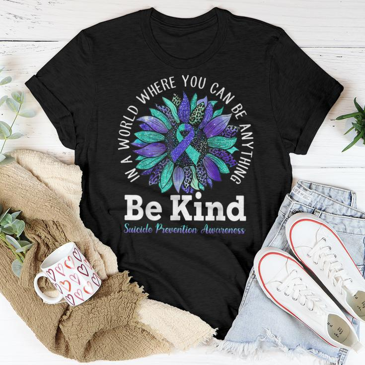 Suicide Prevention Awareness Week Be Kind Leopard Sunflower Women T-shirt Unique Gifts