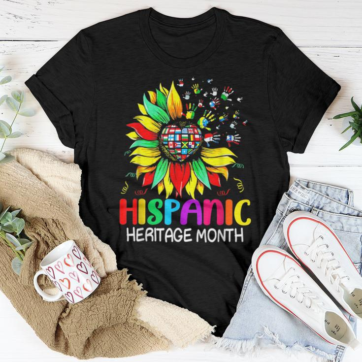 Sunflower Latin Countries Flags Hispanic Heritage Month Women T-shirt Funny Gifts