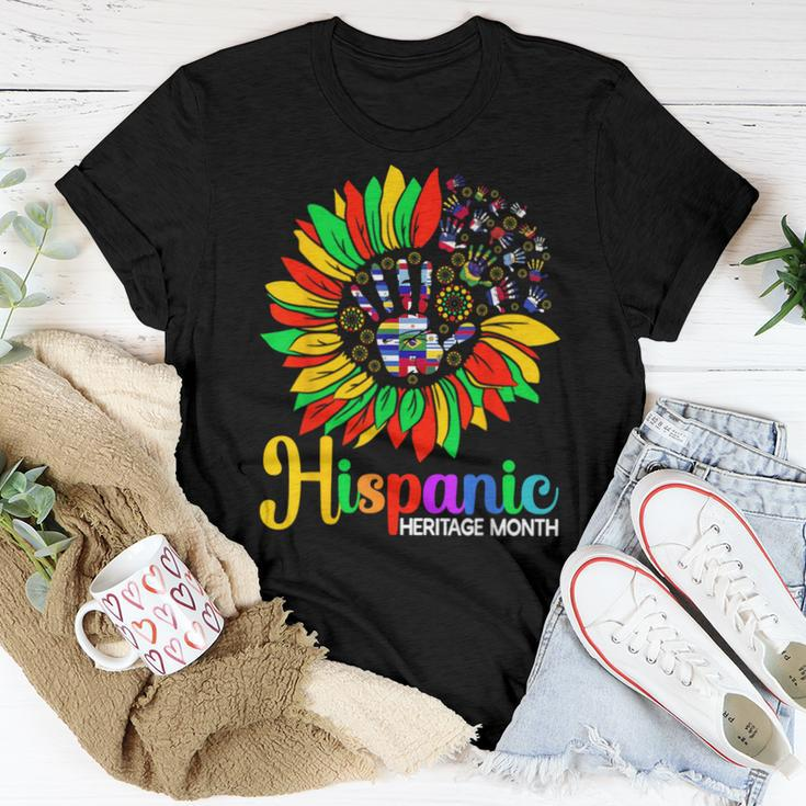 Sunflower Latino Hispanic Heritage Month Roots And Flags Women T-shirt Funny Gifts