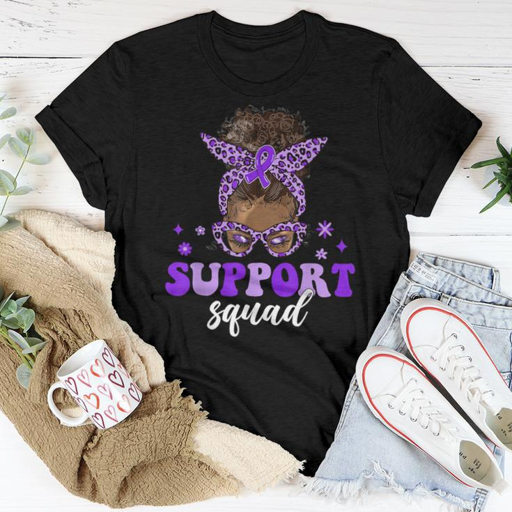 Support Squad Afro Messy Bun Domestic Violence Awareness Women T-shirt Unique Gifts