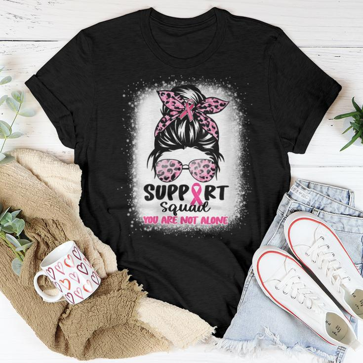 Support Squad Messy Bun Pink Warrior Breast Cancer Awareness Women T-shirt Funny Gifts