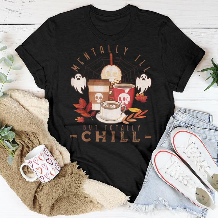 Mental Health Halloween Coffee Gothic Skeleton Coffee Lovers For Men Women T-shirt Unique Gifts