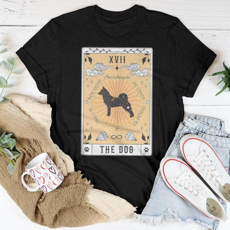 Tarot Card The Dog Norrbottenspets Celestial Space Galaxy Women T-shirt Unique Gifts