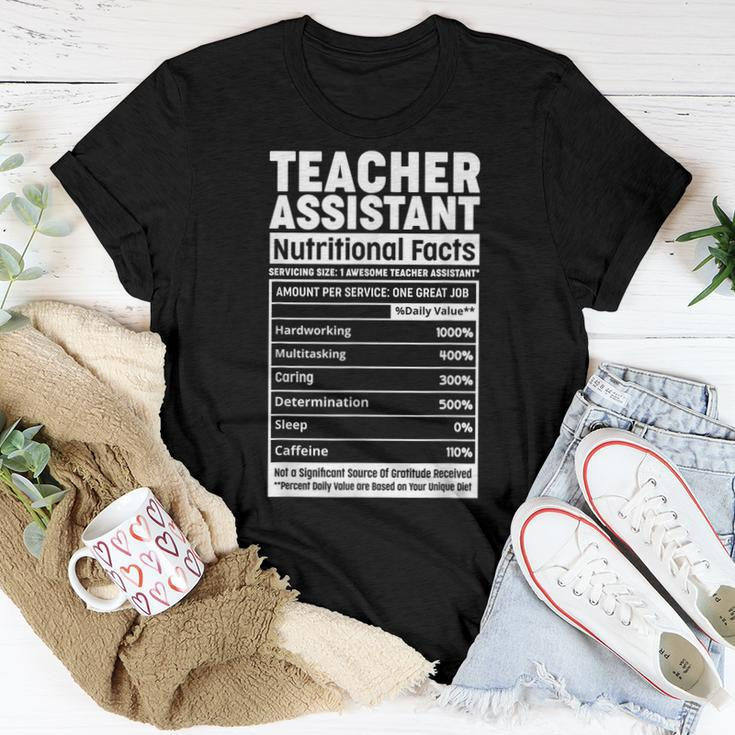 Teacher Assistant Nutritional Fact Teacher Elementary School Women T-shirt Unique Gifts