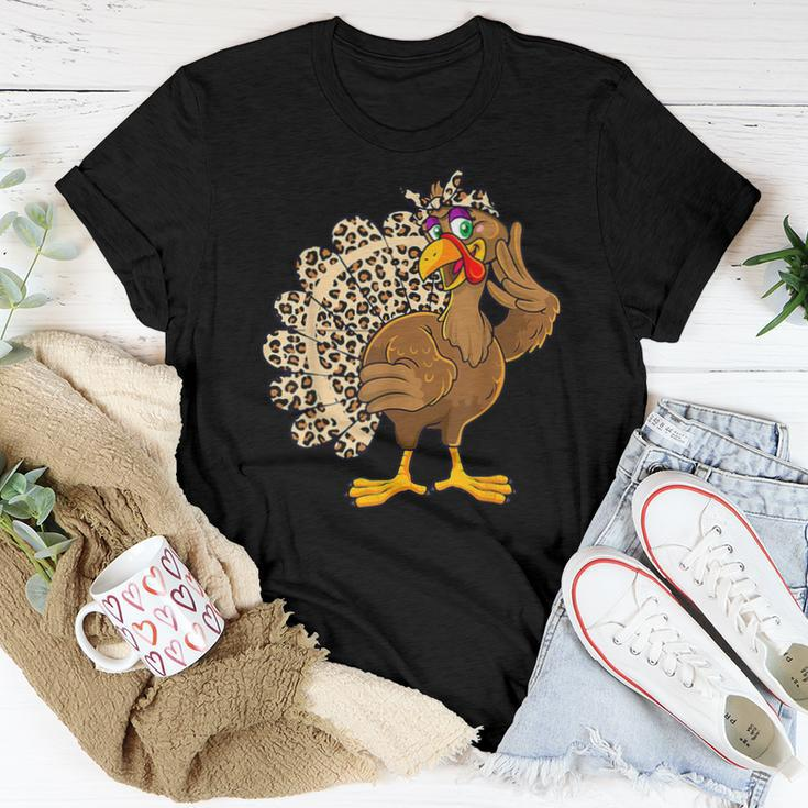 Thanksgiving Day Turkey Girl Leopard Autumn Fall Women T-shirt Personalized Gifts