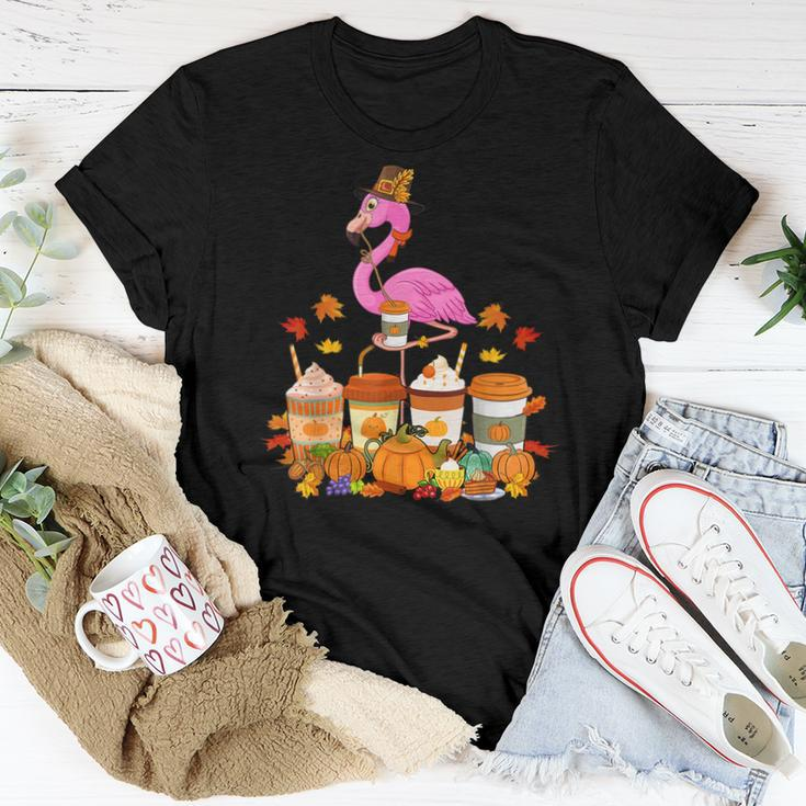 Thanksgiving Flamingo Wearing Hat Fall Coffee Cups Lover For Coffee Lovers Women T-shirt Unique Gifts