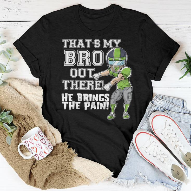 That's My Bro Out There Sea Green Football Brother Sister Women T-shirt Unique Gifts