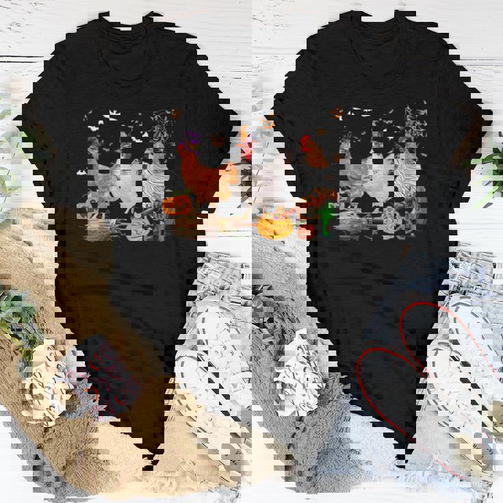 Three Chickens Halloween Mummy Witch Scary Pumpkins Farmer Women T-shirt Crewneck Unique Gifts Three Chickens Halloween Mummy Witch Scary Pumpkins Farmer Women T-shirt Crewneck Unique Gifts