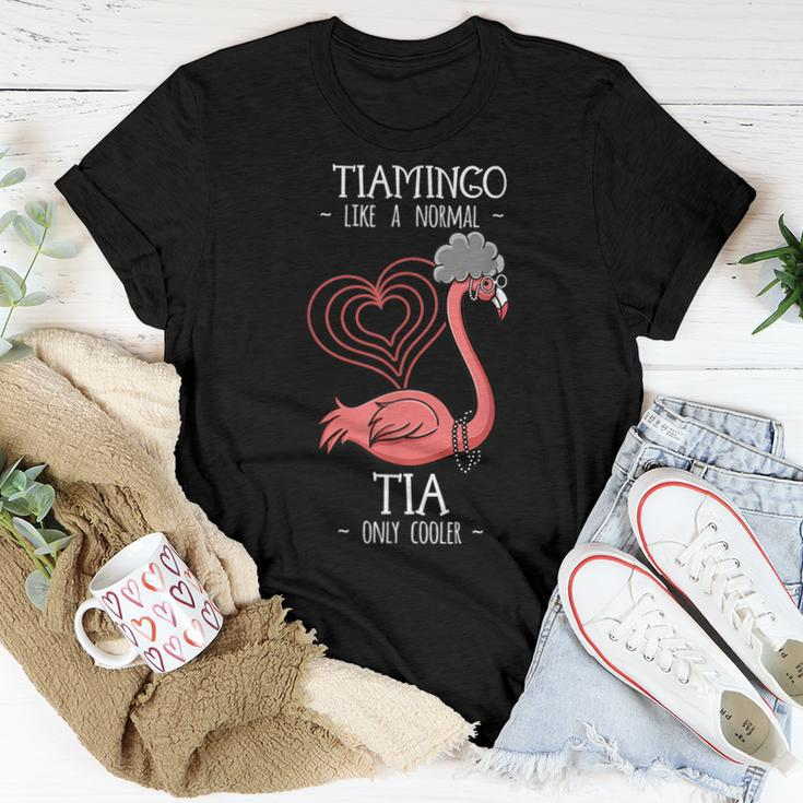 Tiamingo Tia Flamingo Lover Auntie Aunt Fauntie Tita Aunty Flamingo Women T-shirt Crewneck Unique Gifts