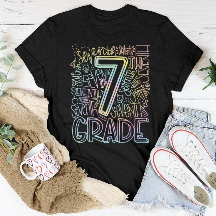 Tie Dye 7Th Grade Typography Students Teacher Back To School Women T-shirt Unique Gifts