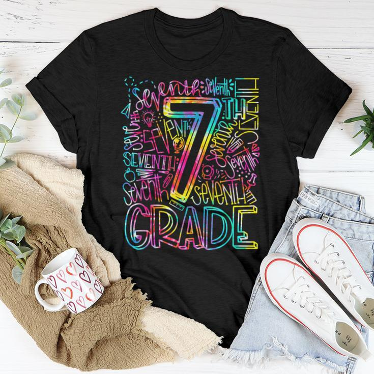 Tie Dye 7Th Grade Typography Team 7Th Grade Teacher Women T-shirt Funny Gifts