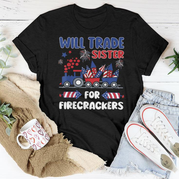 Trade Sister For Firecrackers 4Th Of July Kids For Sister Women T-shirt Crewneck Unique Gifts