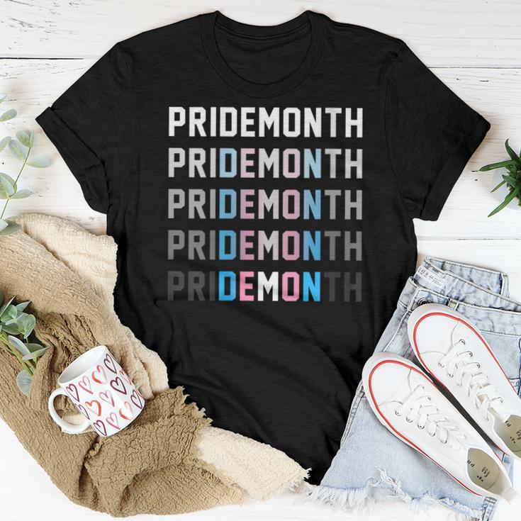 Trans Pride Month Demon Sarcastic Humorous Lgbt Slogan Women T-shirt Unique Gifts