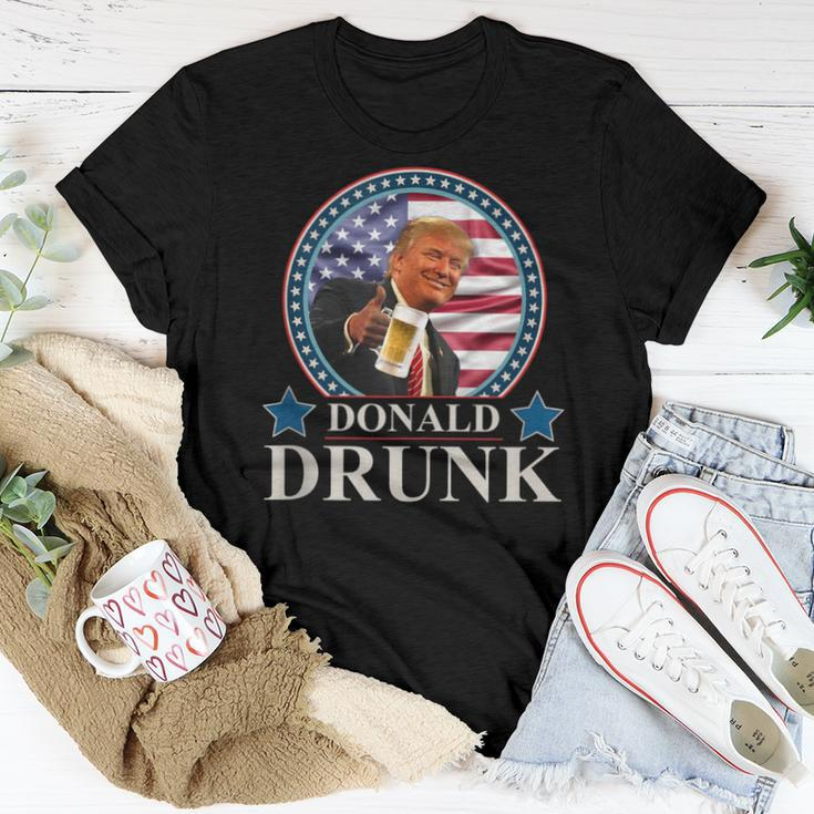 Trump 4Th Of July Donald Drunk Drinking Presidents Women T-shirt Unique Gifts