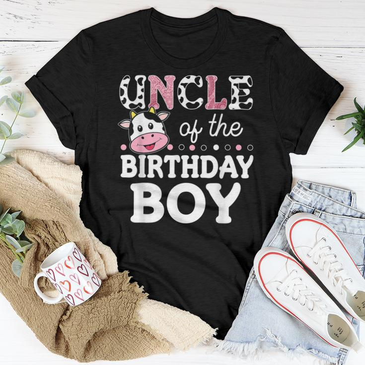 Uncle Of The Birthday Boy Farm Cow Daddy Papa 1St Women T-shirt Unique Gifts