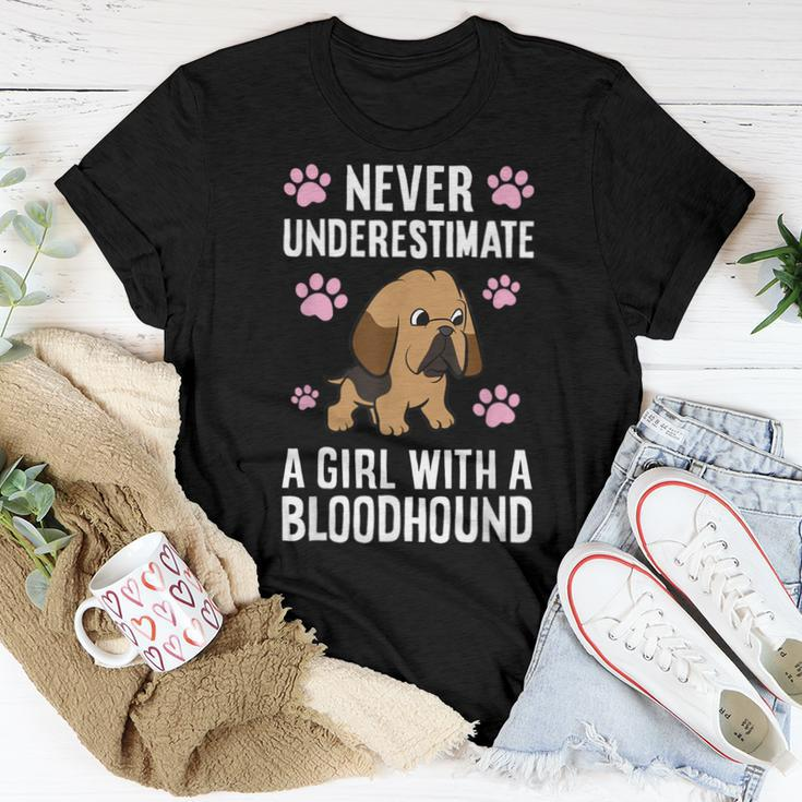 Never Underestimate A Girl With A Bloodhound Women T-shirt Unique Gifts