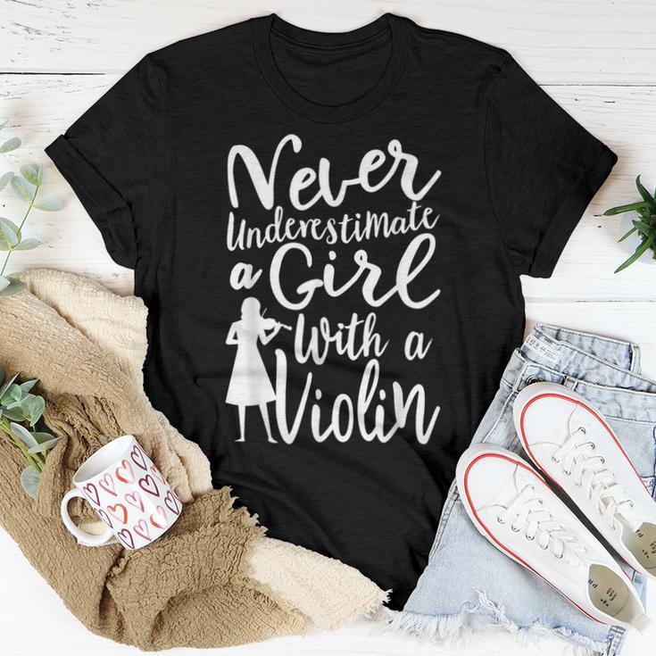 Never Underestimate A Girl With A Violin Cool Quote Women T-shirt Funny Gifts