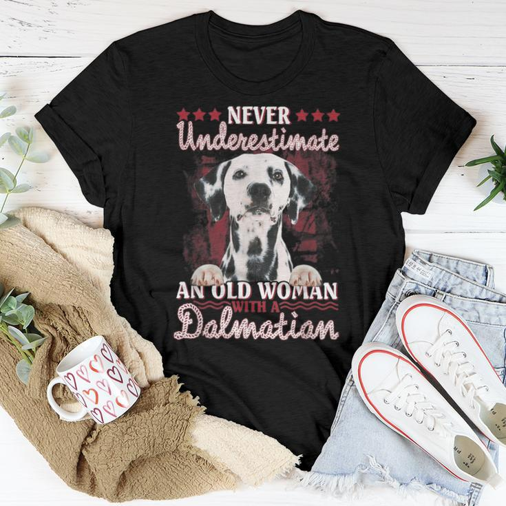 Never Underestimate An Old Woman With A Dalmatian Women T-shirt Unique Gifts