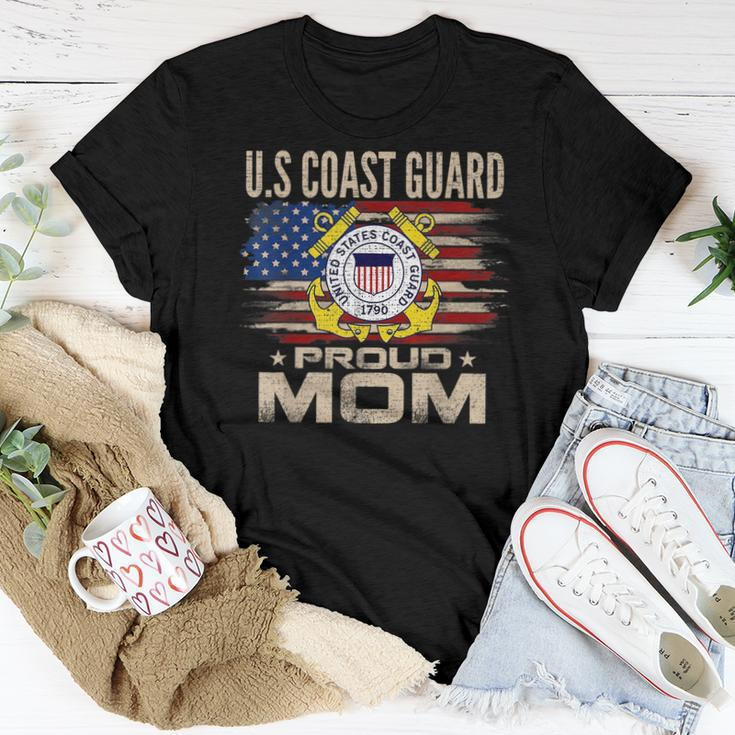 Vintage Us Coast Guard Proud Mom With American Flag For Mom Women T-shirt Crewneck Unique Gifts