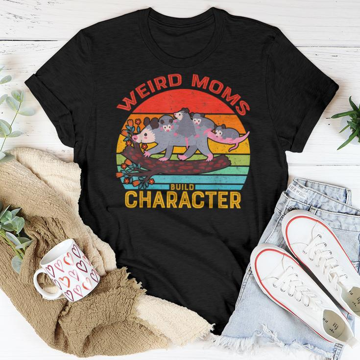 Vintage Weird Moms Build Character Opossum Mom Women T-shirt Unique Gifts