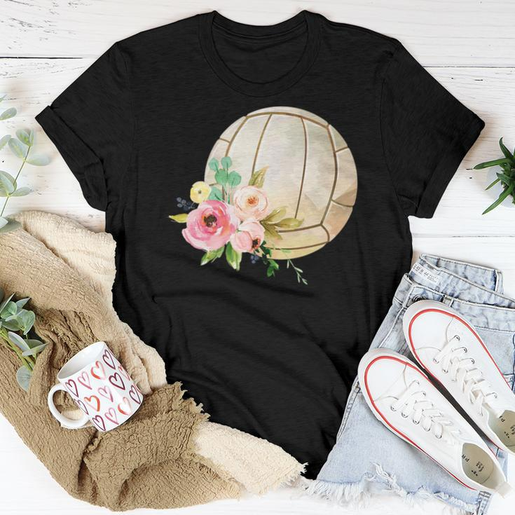 Watercolor Volleyball Boho Floral Volleyball Mom Women T-shirt Unique Gifts