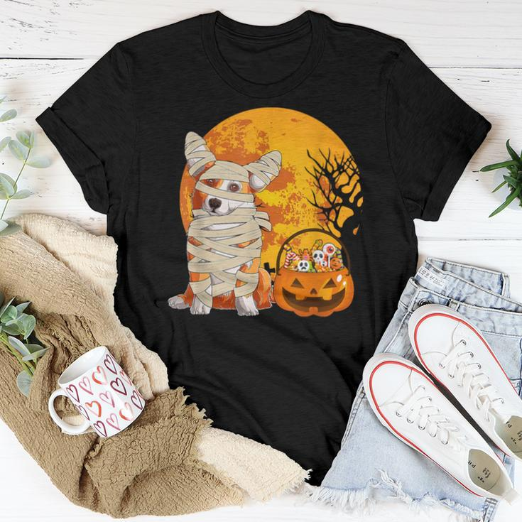 Welsh Corgi Mummy Dog Lover Cute Halloween Candy Basket Women T-shirt Unique Gifts