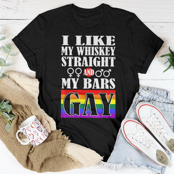 I Like My Whiskey Straight My Bars Gay Pride Lgbtq Women T-shirt Unique Gifts
