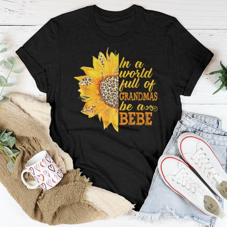In A World Full Of Grandmas Be A Bebe Sunflower Leopard Women T-shirt Unique Gifts