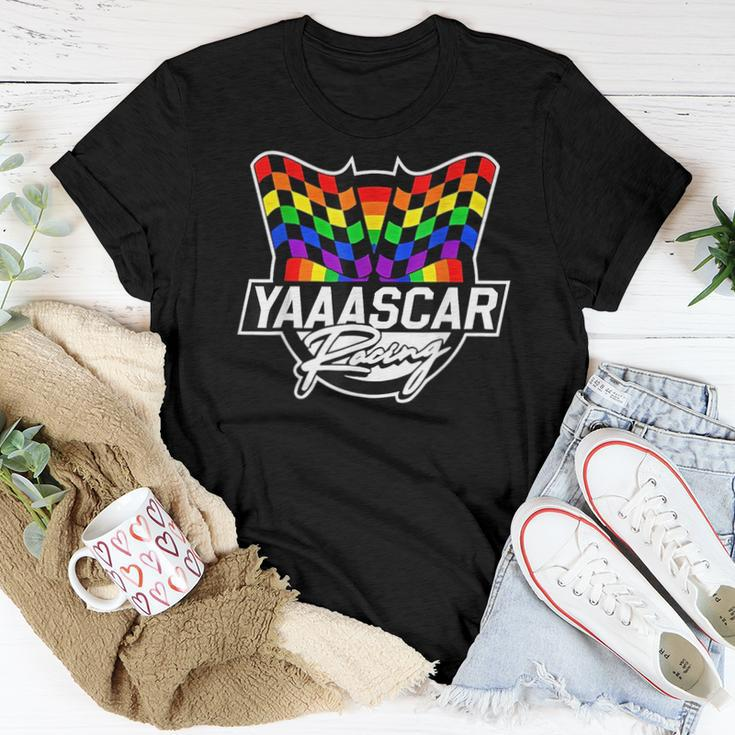 Yaaascar Racing Lgbt Lgbtq Gay Rainbow Lesbian Pride Women T-shirt Crewneck Unique Gifts
